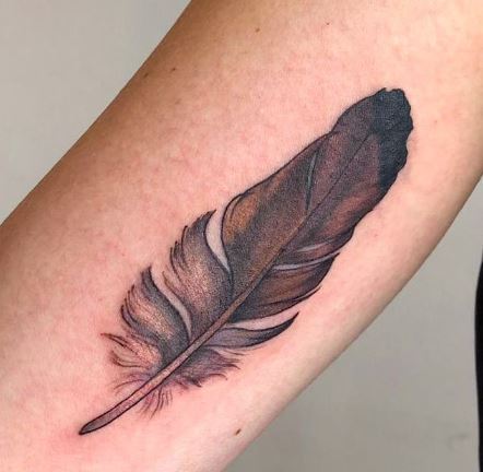 Brown Feather Tattoo
